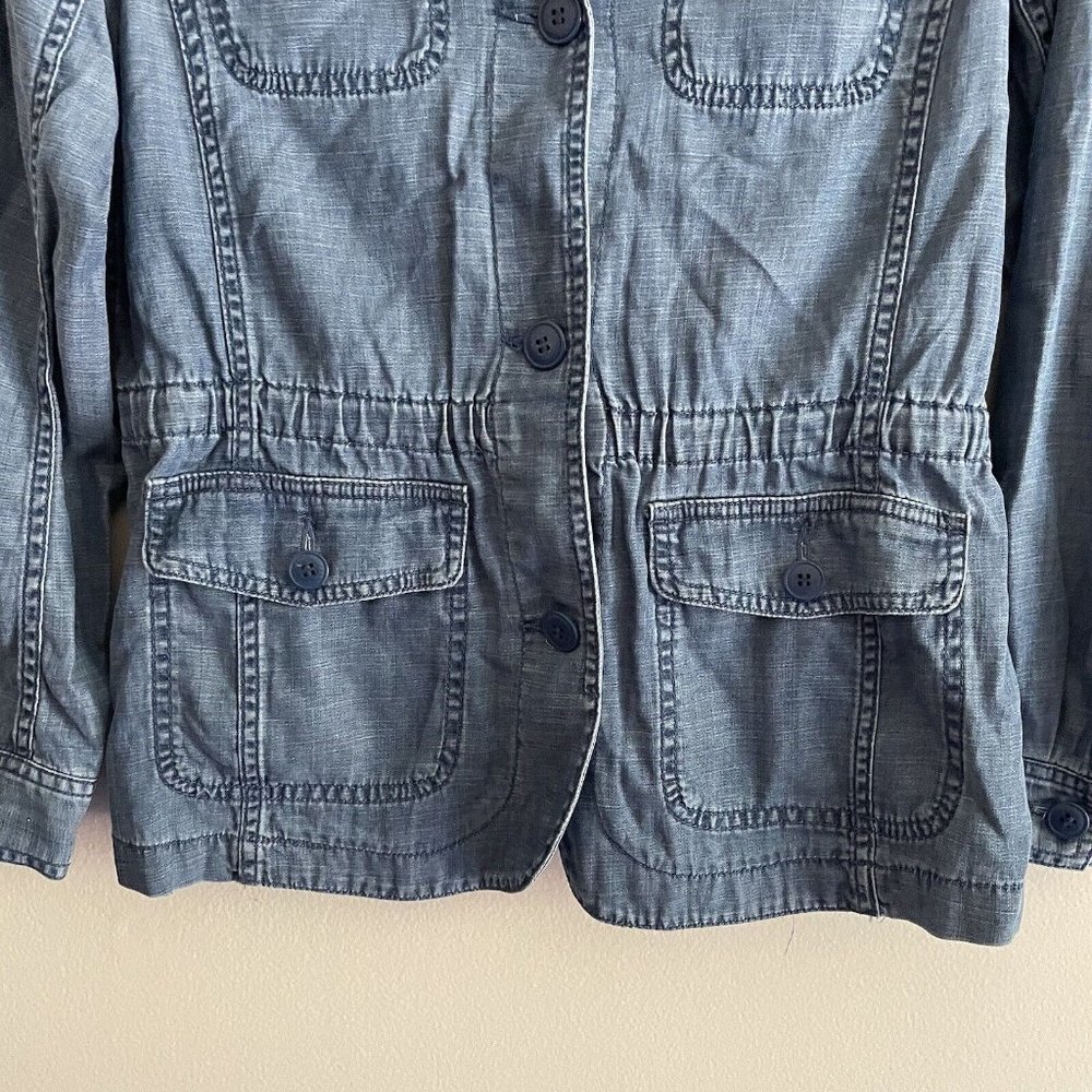 Talbots Xs Linen Blend Chambray Button Up Patch P… - image 4